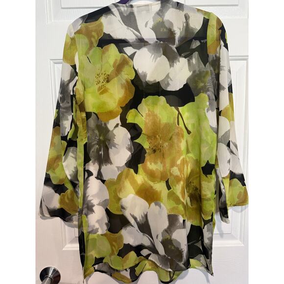 Carmen Marc Valvo Floral Blouse - Yellow, Green, Black - Picture 3 of 9